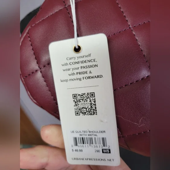 Urban expressions quilted shoulder bag gold tone metal-wine - Picture 6 of 12